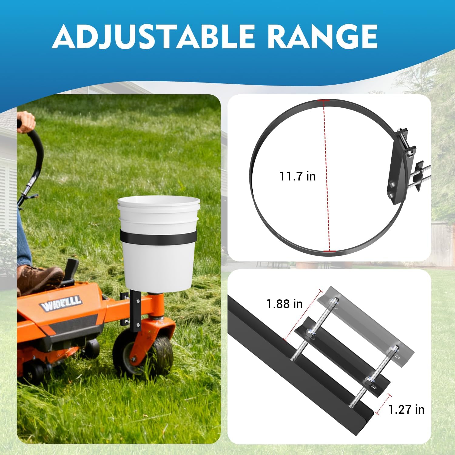 5 Gallon Trash Bucket Holder, Detachable Bucket Storage Holder Mount for Patio and Outdoor Zero Turn Mowers (Barrel not Included)