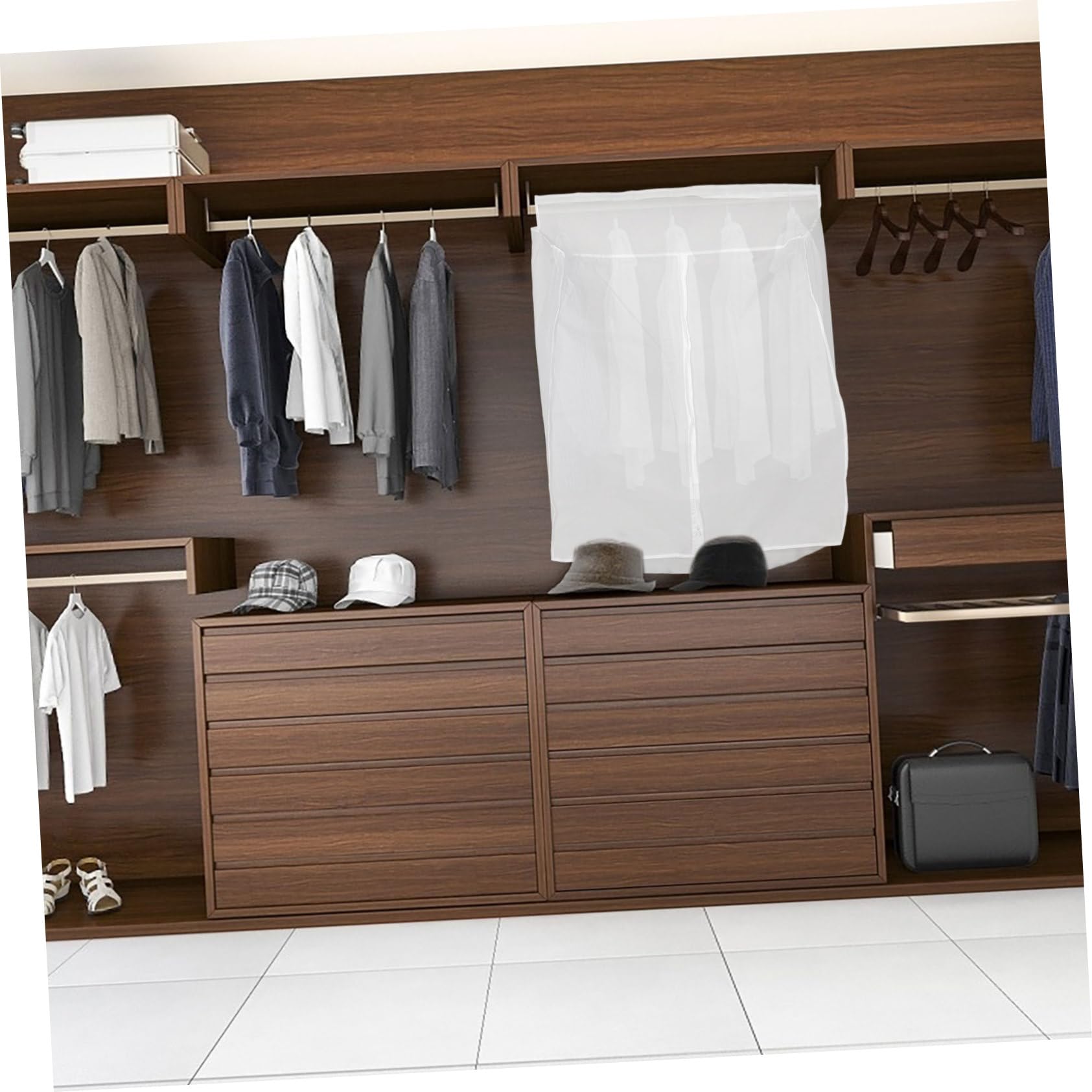 TOPBATHY Funda Protectora para Ropa de Peva Color Claro, Resistente al Polvo y Plegable, Adecuada para Colgar Abrigos y Prendas Armario del Hogar