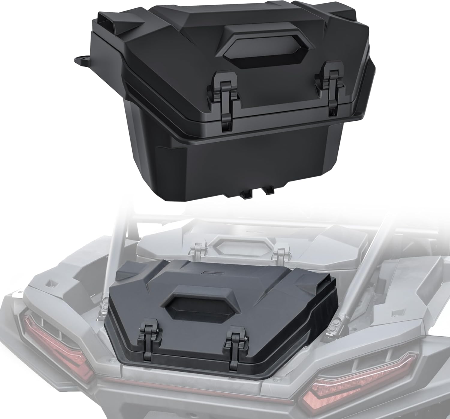 SAUTVS UTV 55 QT Rear Cargo Box for Polaris RZR XP 1000 / XP4 1000 2024 2025 Accessories, Poly Water Resistant Rear Cargo Storage Box Trunk Bed Bin, Replace OEM #2884525