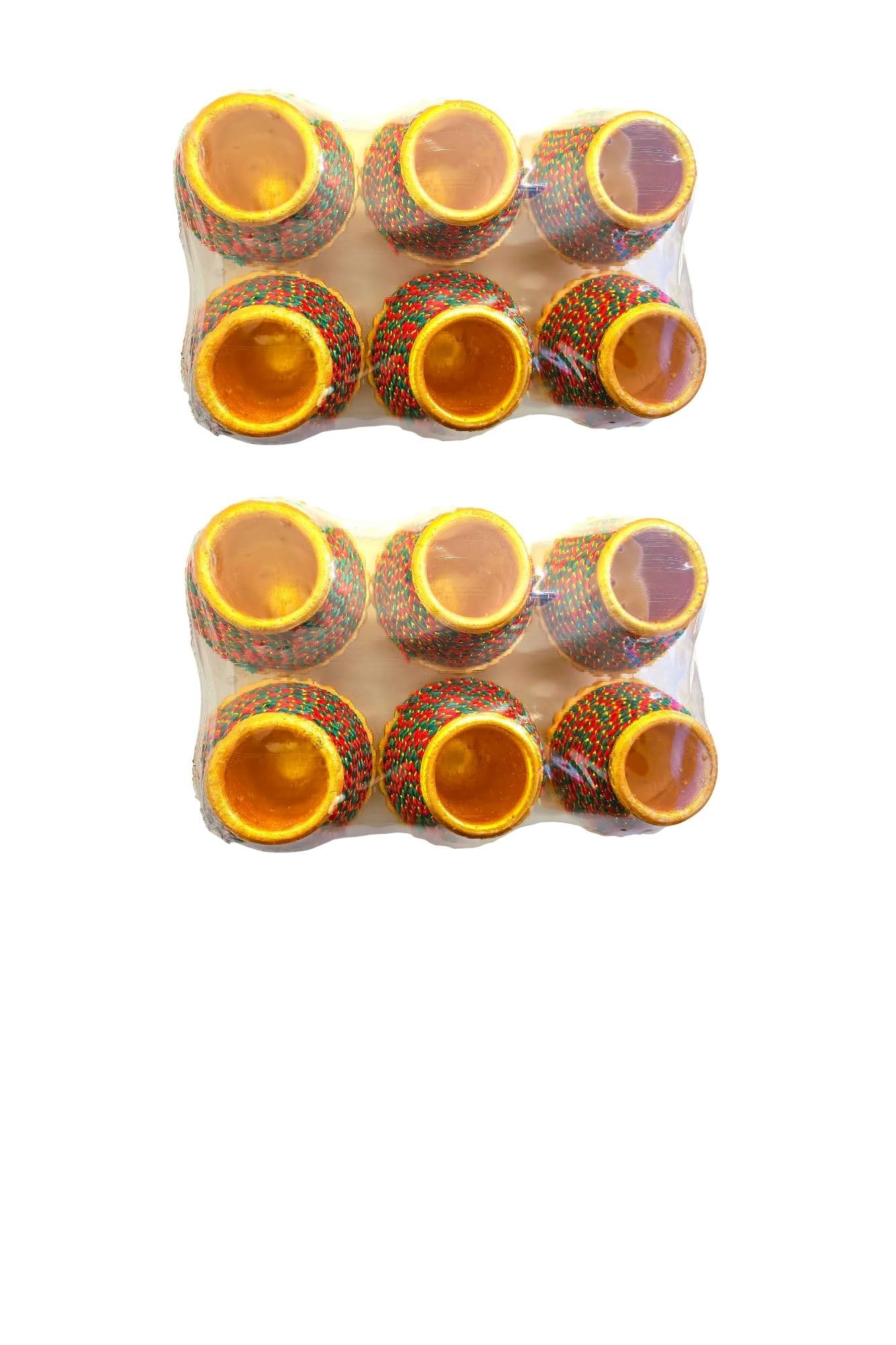 Traditional Decorative Colorful Diya (Set of 6) – Handcrafted Clay Lamps for Puja, Festivals, Diwali & Home Decoration (Design 2 (Pack of 2))