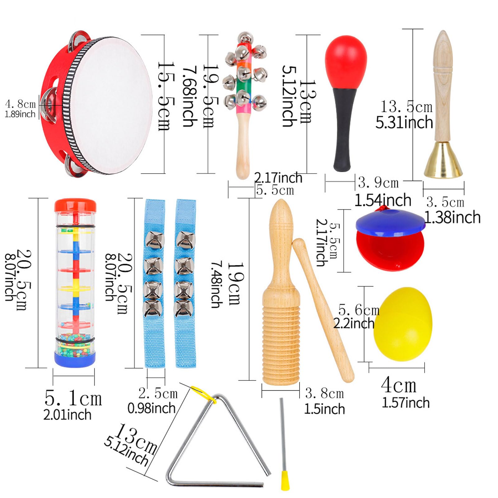 Alomejor Strumenti Musicali per Bambini, Set di Percussioni con Tamburello, Battagli Maracas, Legno ABS per Bambini Dai 3 Agli 8 Anni