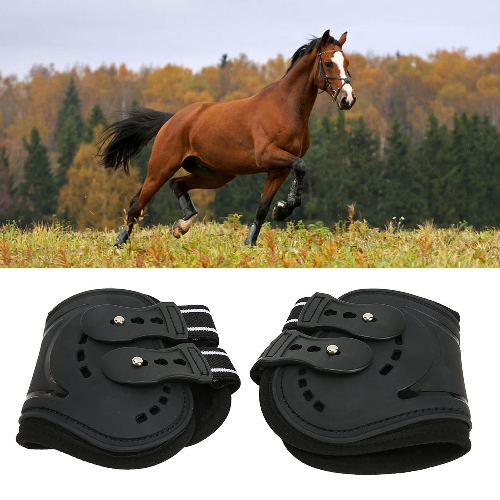 Botas para Patas Traseras de Caballo, Transpirables, Resistentes a los Impactos, Botas para Patas Traseras de Caballo, Ajustables, Evitan Resbalones, Botas Ligeras para Caballos (L)