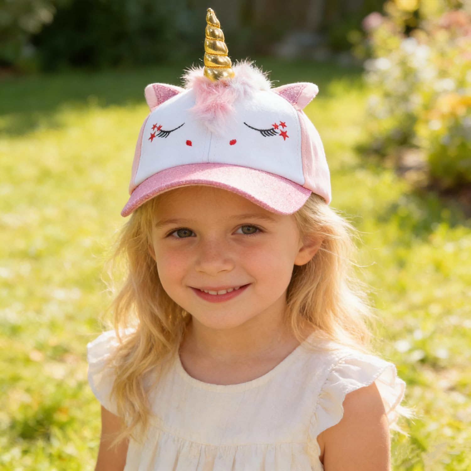 D.O.T Girls Unicorn Baseball Cap Kids Cute Adjustable Snapback Summer Sport Trucket Hat for Ages 2-15Years