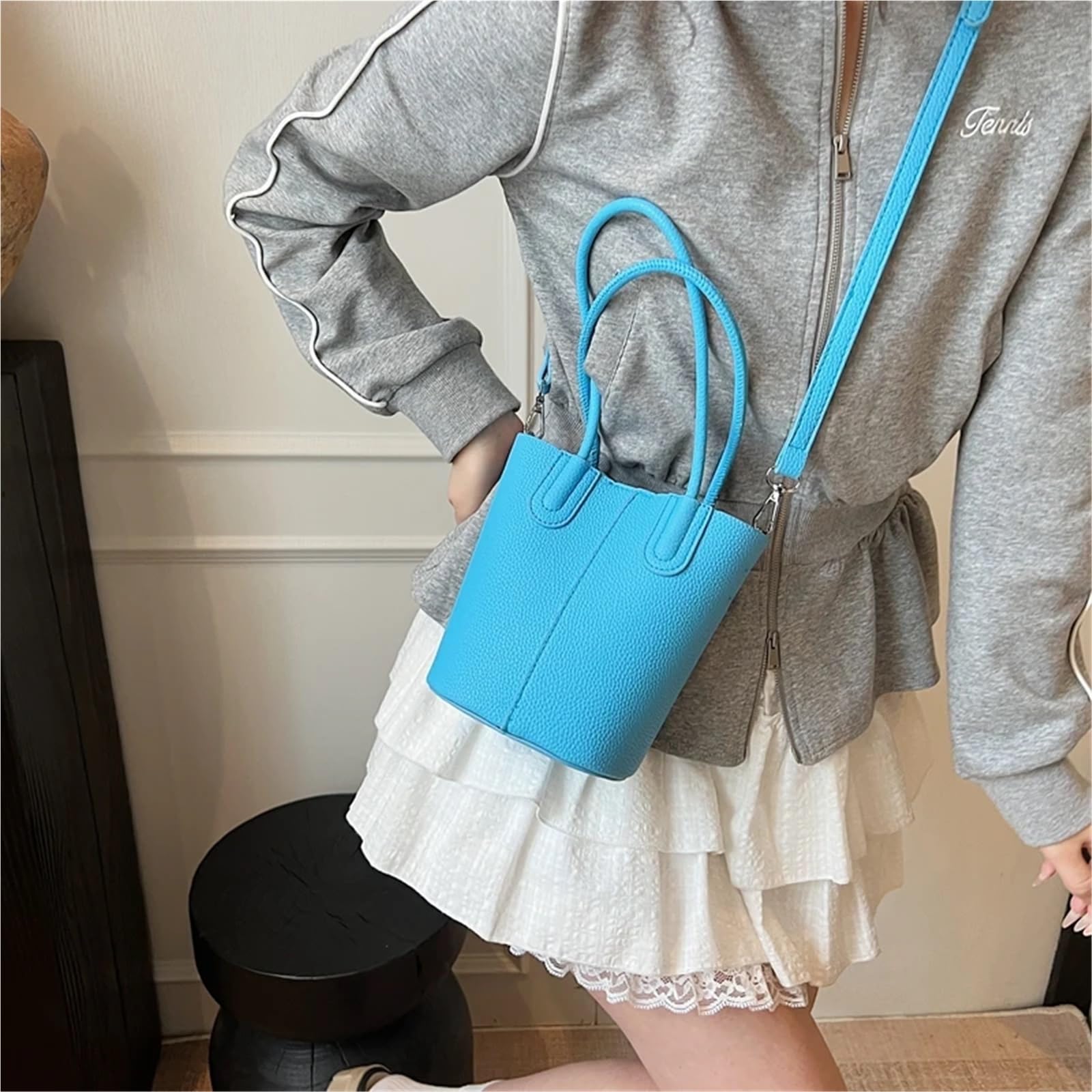 Conjunto de bolso bandolera estilo cubo vertical for mujer, color puro, verano lujo Para Viajes Compras Trabajo Citas