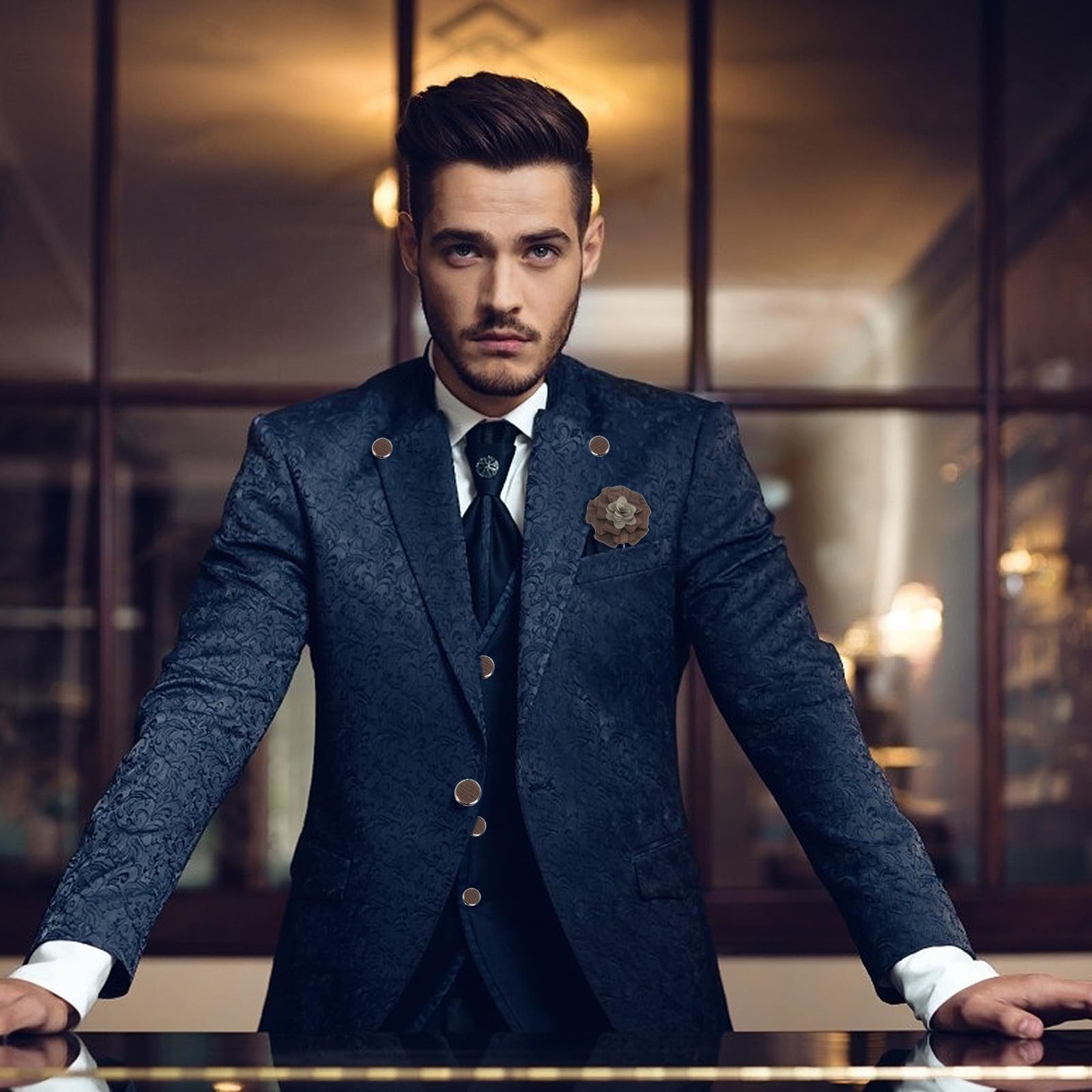 Didiseaon 2juegos Corbata De Clásica Pañuelo Gemelos y Corsage Para Eventos De Boda Accesorios De Moda Para Hombres