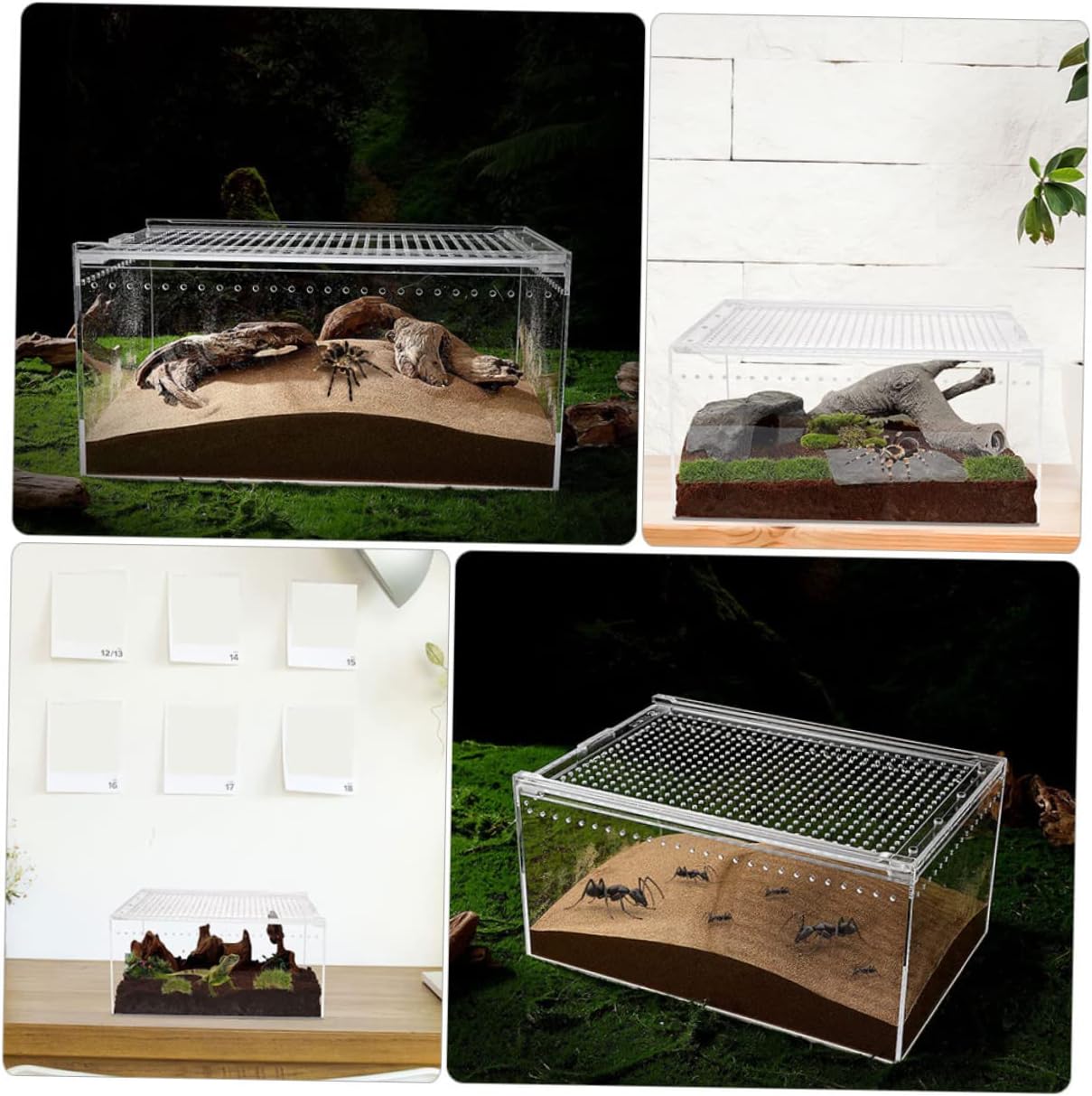 Yardwe Transparent Reptile Enclosure Leakproof Feed Bin for Tarantula Scorpion Gecko with Ventilation Design for Stable Airflow