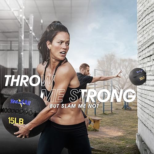 Miniatura 5 de Yes4All Bola de pared, bola de arena de hierro con peso de cuero suave para ejercicio multifuncional dinámico, 6 libras - 30 libras