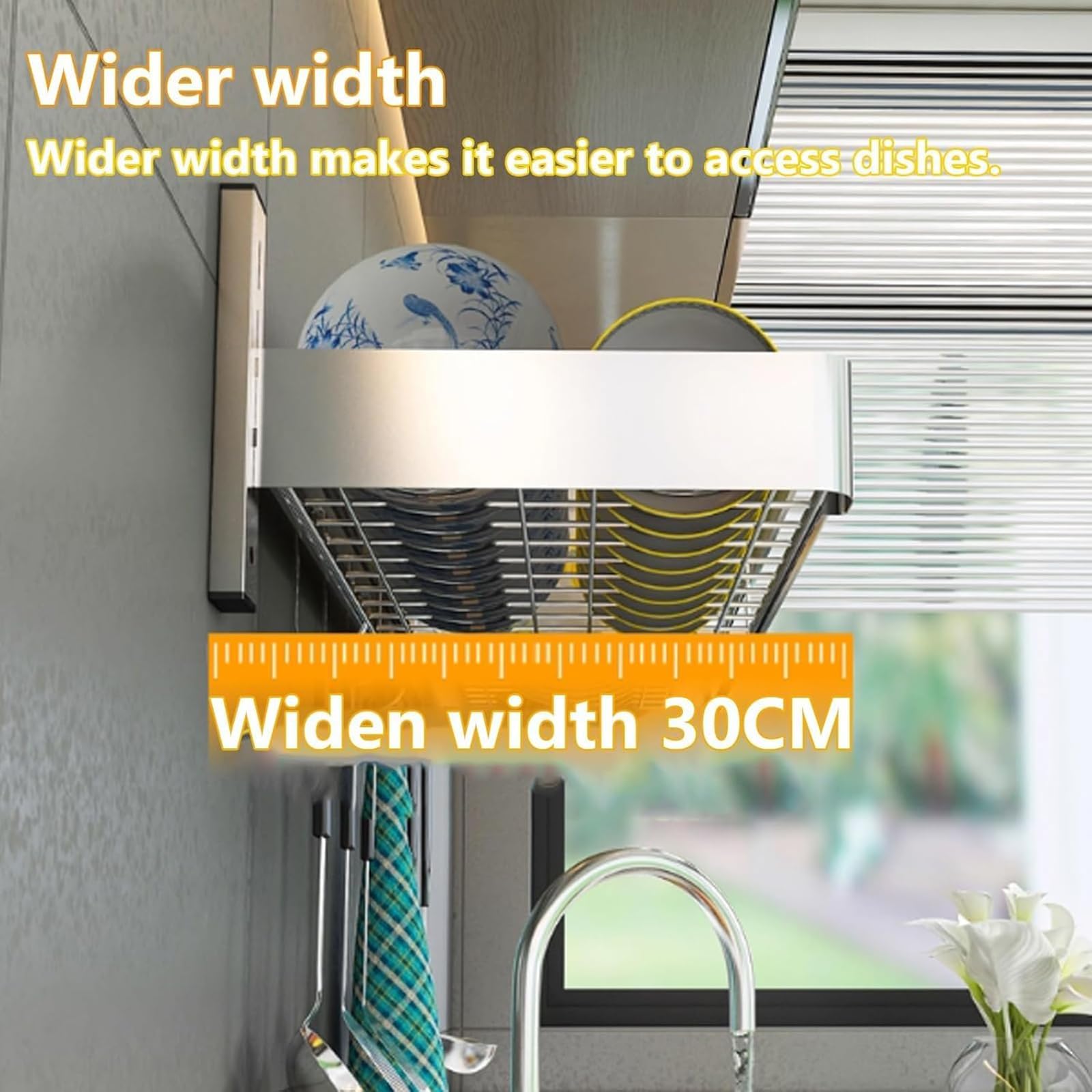 Escurridor De Platos Colgante De Montaje En Pared,con Bandeja De Goteo,estante Para Cubiertos Y Soporte Para Tabla De Cortar,estante De Cocina De Acero Inoxidable De 2 Niveles(Size:23.6x11.8x19.7in)