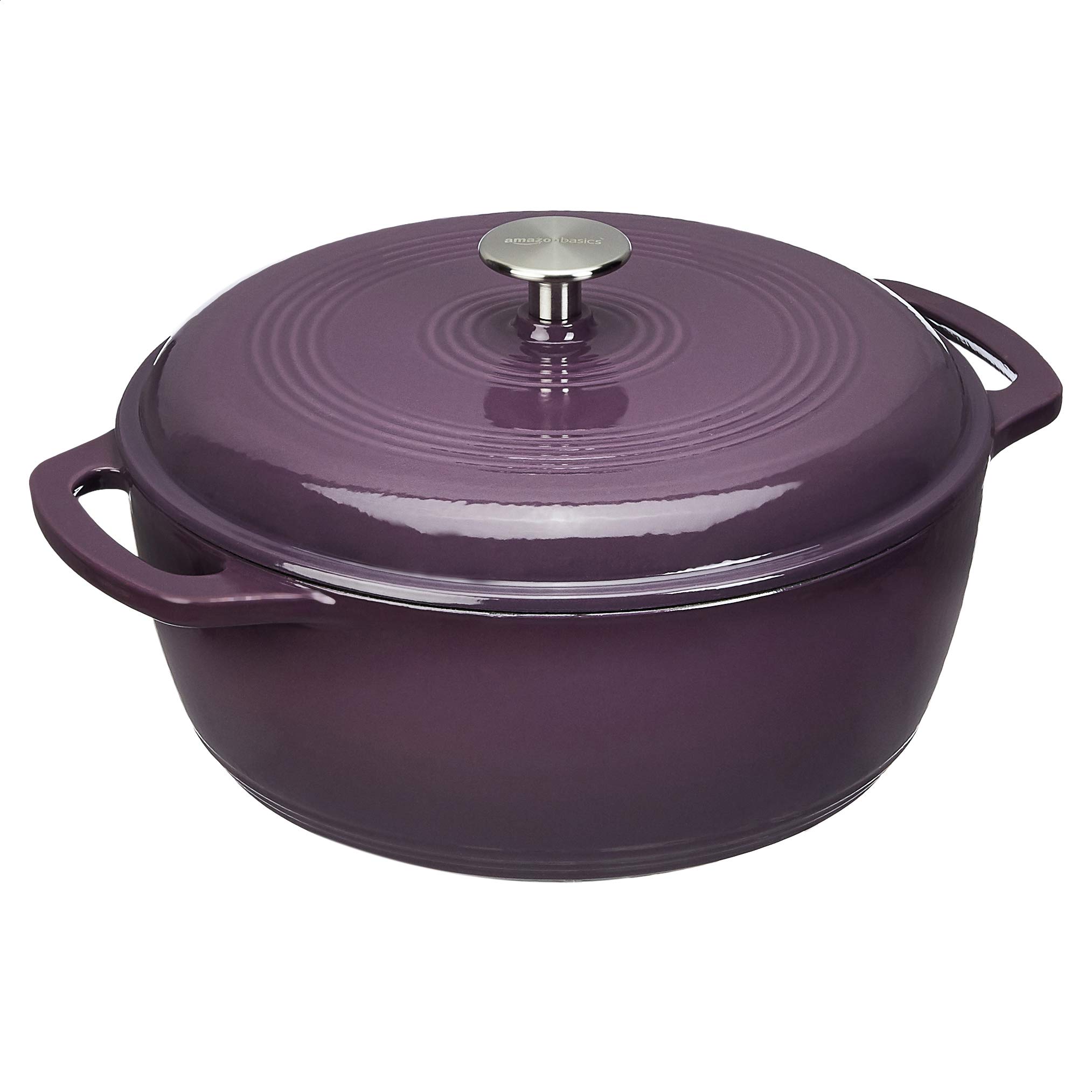 Amazon Basics Redondo Olla de hierro fundido esmaltado, modelo SX-75QTH, 6.9 L, gris — view 9