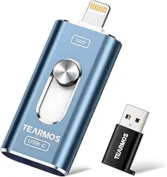 Cartão de foto de 256 GB para unidade flash do iPhone, armazenamento de telefone com cartão de memória para backup de arquivos de fotos e vídeos, compatível com iPhone, iPad, Android, PC, Plug