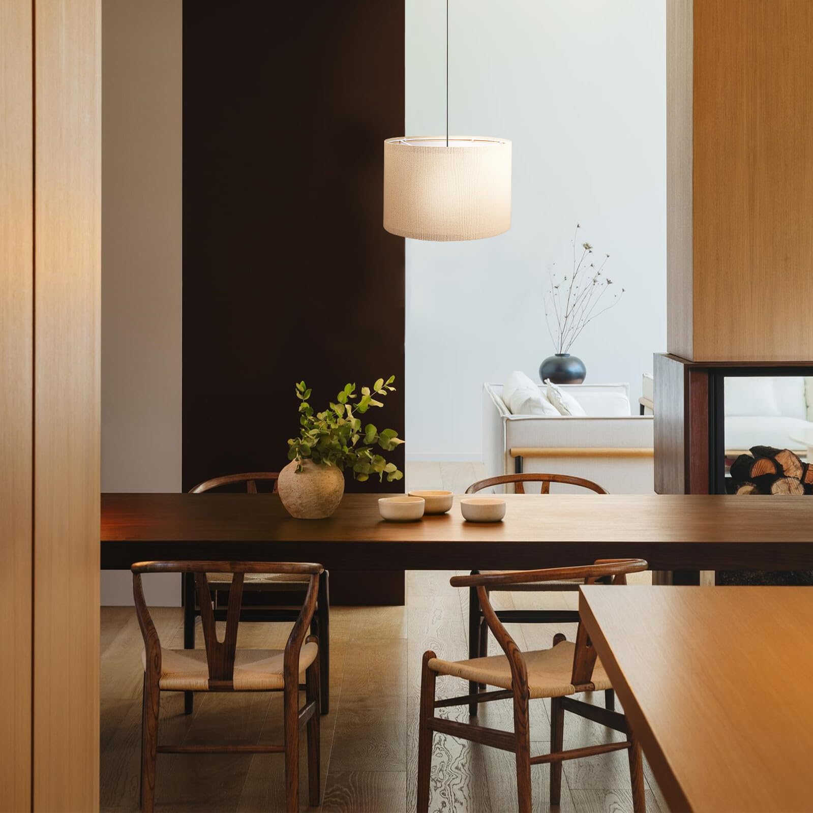 Paralume Grande 50 Cm in Lino Beige per Lampada da Tavolo e Lampada da Terra, Design Staccabile Unico Attacco E27, per Ufficio e Camera da Letto
