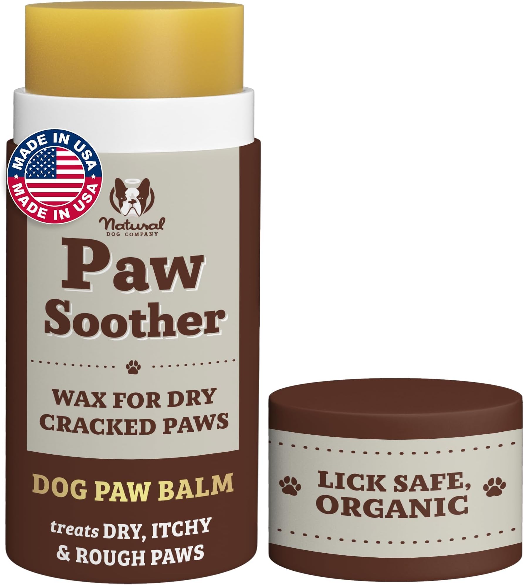 Natural Dog Company Paw Soother Balm & Wax - Dog Paw Balm & Moisturizer for Dry, Cracked Paw Pads, Helps Moisturize & Condition Worn Paws, Coconut Oil & Calendula, Daily Paw Care, 2 oz Stick