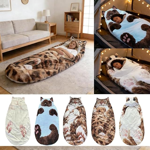 Foto 4 de 7 de Saco De Dormir con Forma De Gato For Adultos, Adorable Manta Suave Y Cálida con Forma De Animal