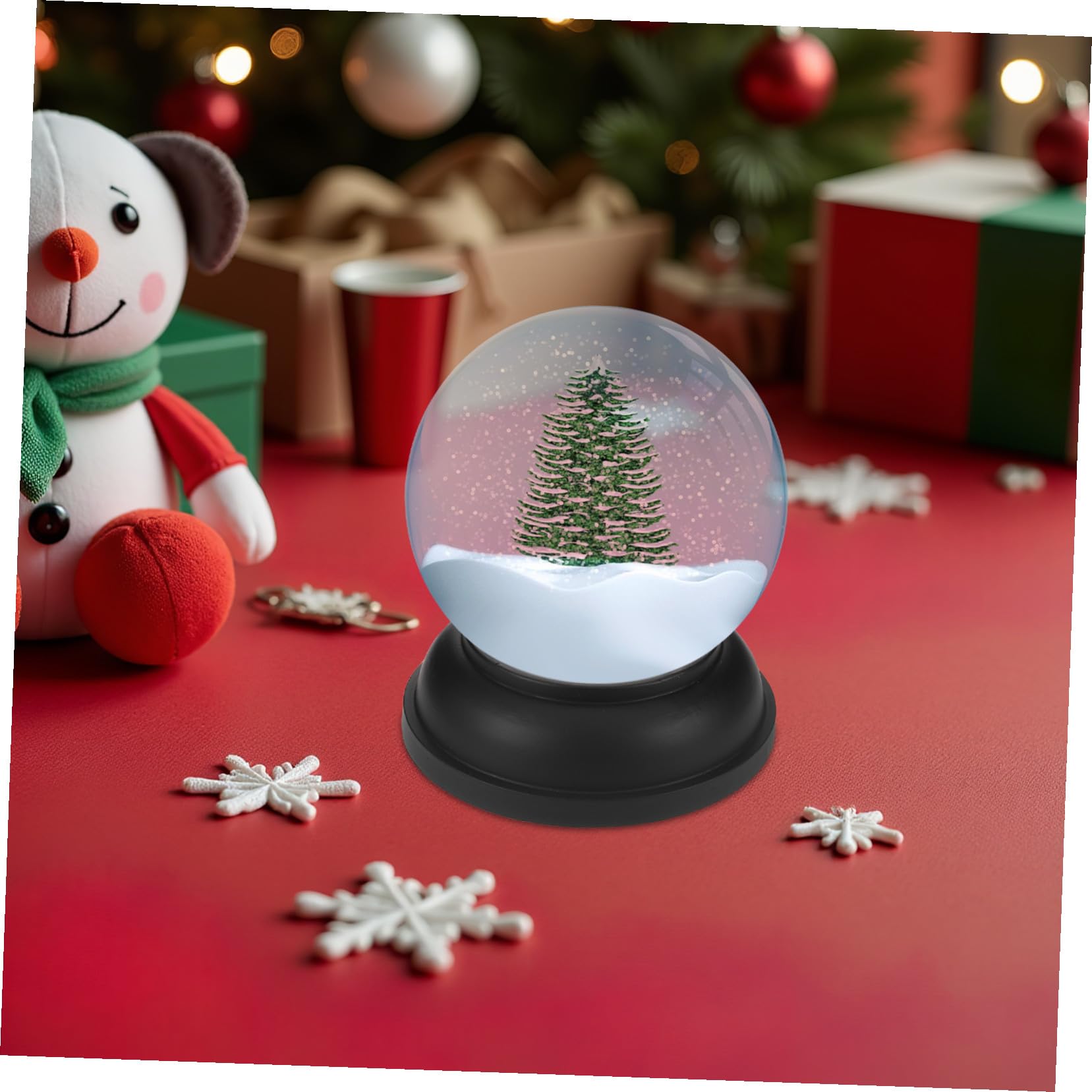 Cabilock Bola de Nieve Navideña Transparente de Kit de Manualidades DIY Cúpula de Vidrio y Base de Resina Negra Suitable para Decoración de Invierno y Regalos de Boda