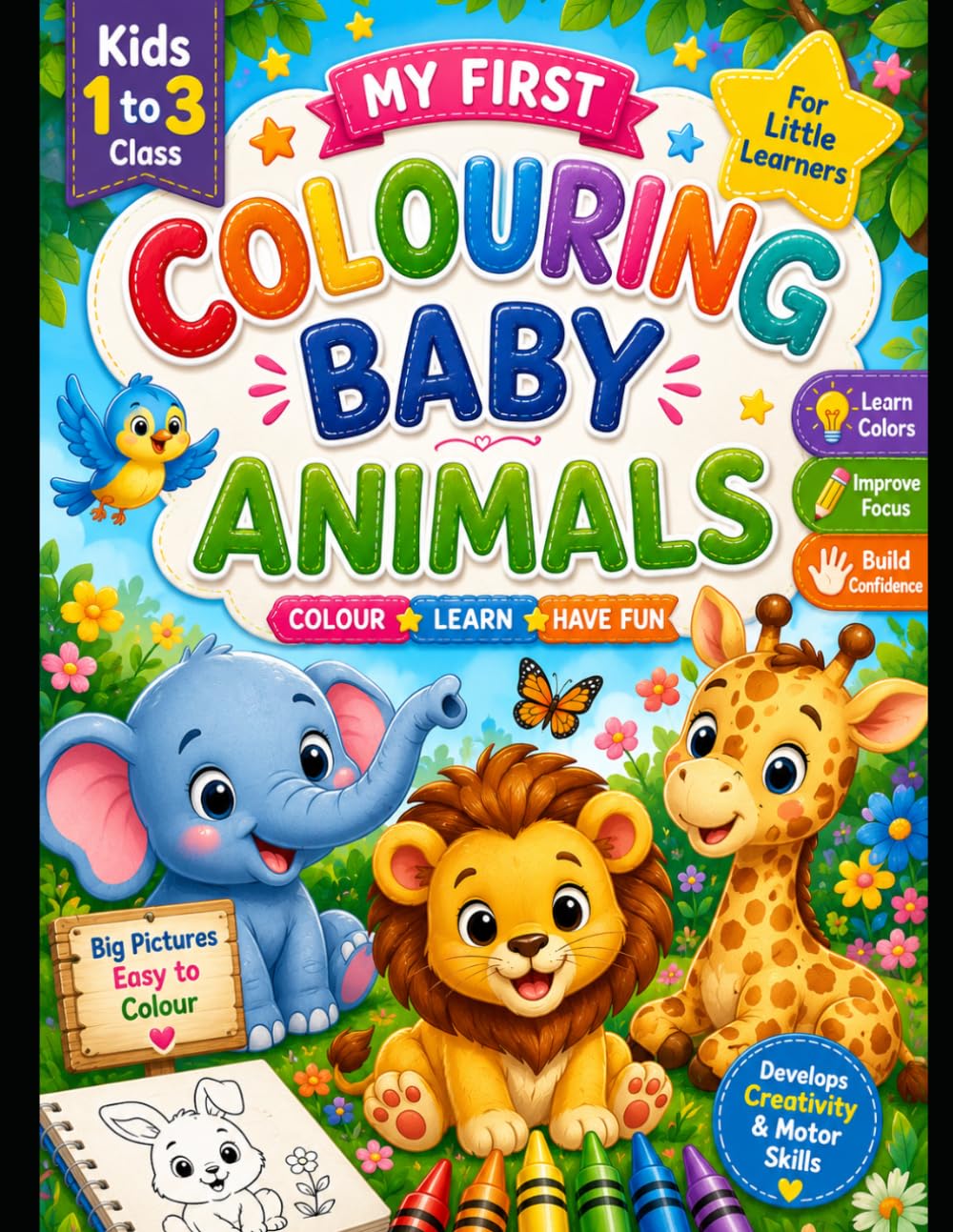 My First Colouring Baby Animals Book – Learn, Colour & Have Fun!