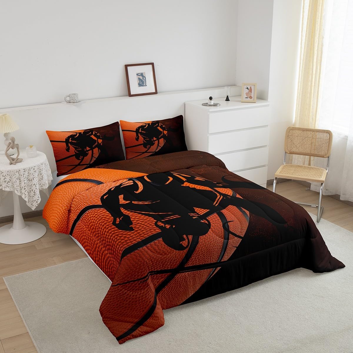 jejeloiu Kids Basketball Duvet Insert Toddler Size, Gaming Sports Comforter Set Boys Girls Ball Games Bedding Set Teens Bedroom Decor Microfiber Bed Set