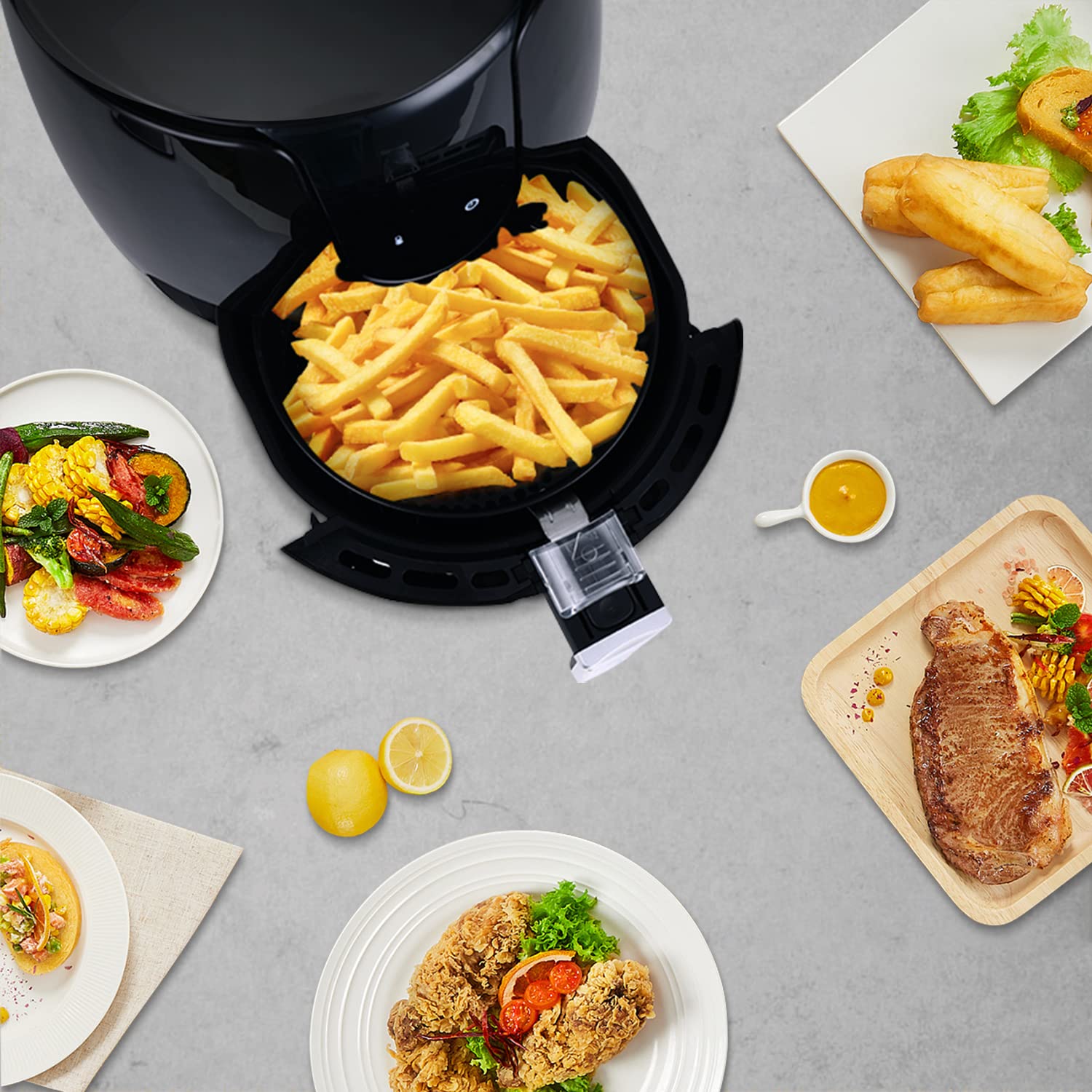 Vpcok Direct Freidora sin Aceite, 3,5L Freidora de Aire Caliente con 6 Programas, Air Fryer con Temperatura y Temporizador Ajustable, Cesta Antiadherente, Libre de BPA