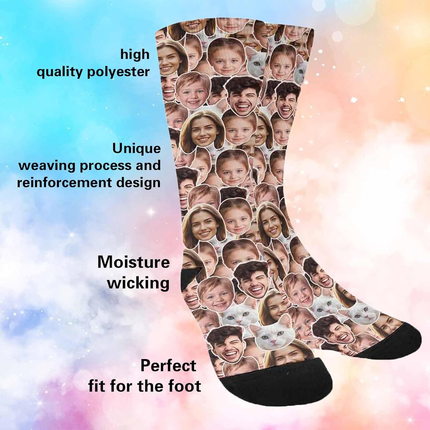 Custom Face Novelty Socks Personalized Photo Name Unisex Crew Sock for Men Women Gifts Anniversary Birthday Pets Family - Image 4