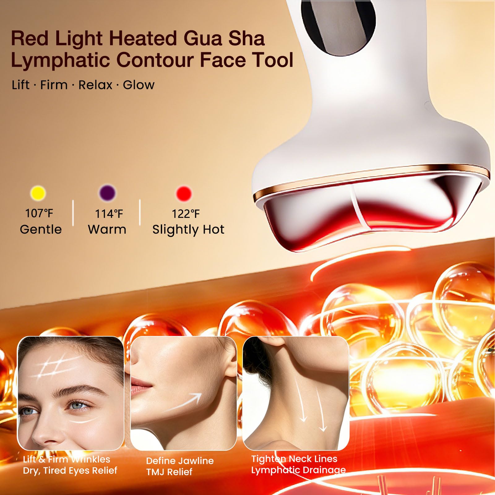 Cold Heated Electric Gua Sha Facial Tool, Depuffing Wand for Puffiness