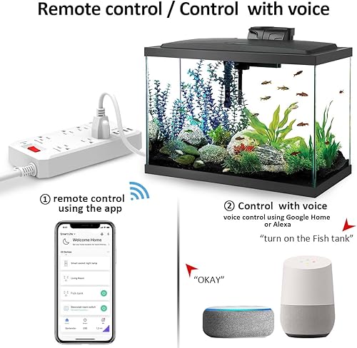 Miniatura 3 de Cable de extensión inteligente de 6 pies con protector de sobretensiones  NUOZHI WiFi Power Strip con 3 salidas inteligentes y 3 tomas siempre
