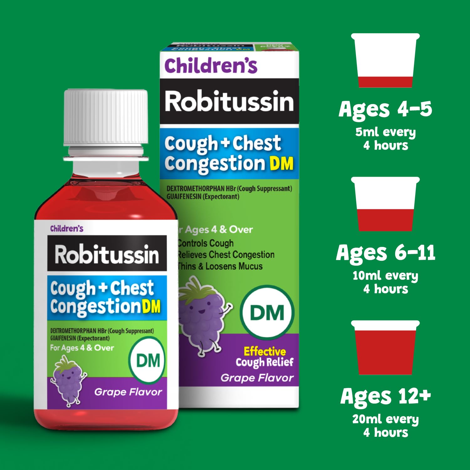 Children's Robitussin Grape Cough and Chest Congestion DM, 4 fl oz — Amazon image 5