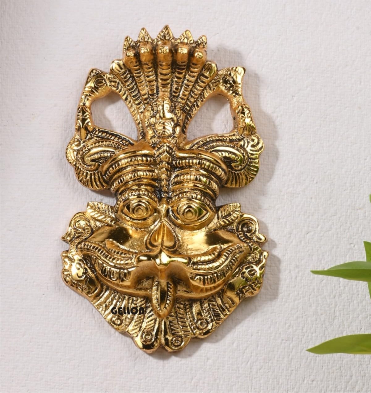 Gellon Kirtimukha for Home Door in Aluminium Metal, Kirtimukha Wall Hanging for Home Decor (Golden)