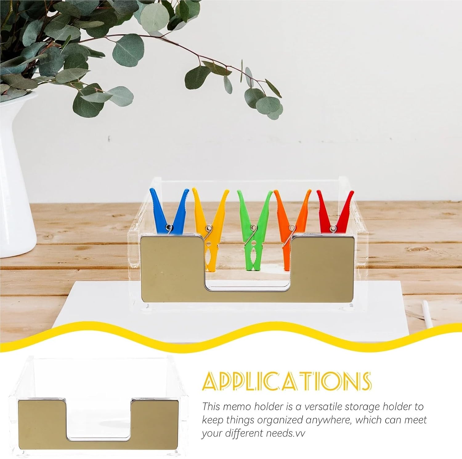 Sticky Note Holder 3pcs Clear Memo Pad Holder Desktop Organizer for Notes Paperclips Business Cards Acrylic Desk Storage Box Office School Supplies