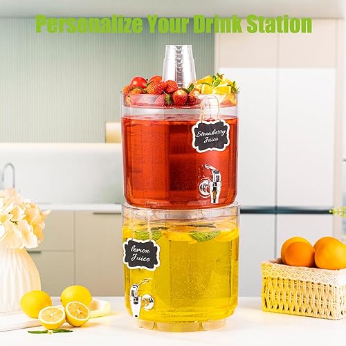Miniatura 7 de Dispensador de bebidas de 2 galones para fiestas, paquete de 2, dispensador de bebidas sin BPA con grifo sin goteo, dispensadores de jugo con