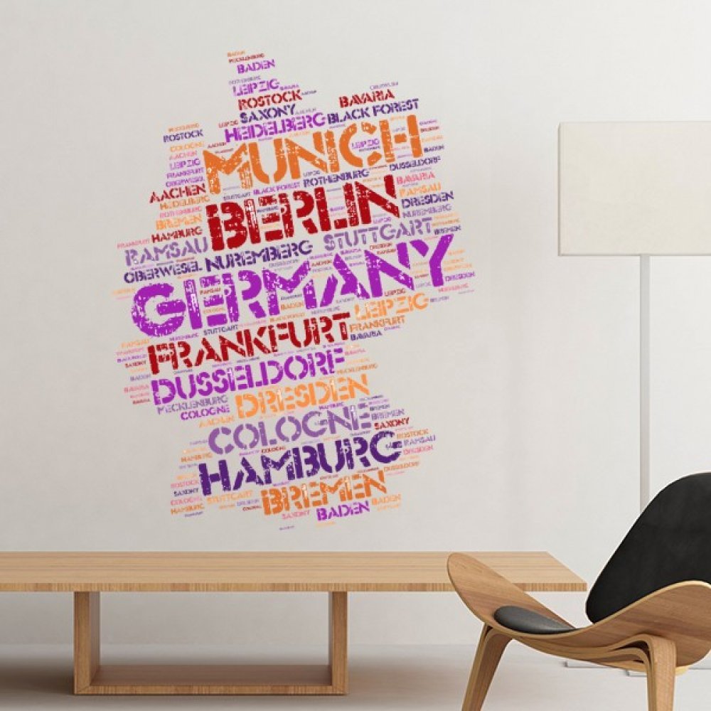 Motif mural amovible Allemagne illustration carte stickers art mural DIY 15cm