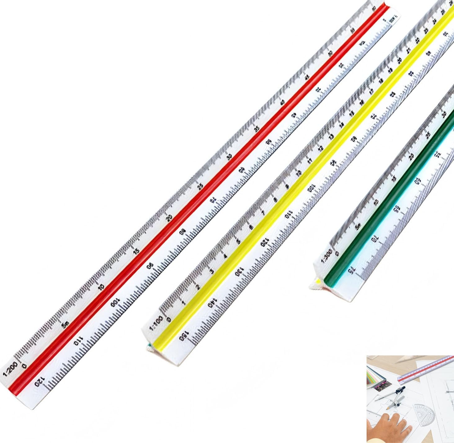 2PCS 30cm Triangular Scale Ruler, Architectural Scale Rule with Metric Scales (1:100, 1:200, 1:250, 1:300, 1:400, 1:500), Perfect for Architects and Engineers