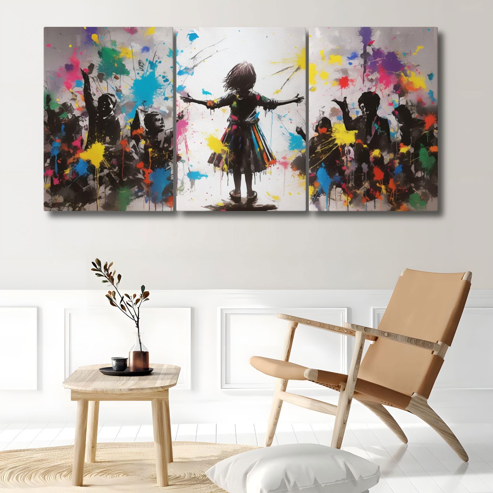 Tawinone Graffiti Wall Art, Banksy Colorful Graffiti Canvas Wall Art, Banksy Prints, Street Art Wall Decor for Living Room, Bedroom, Office (12" x 18"