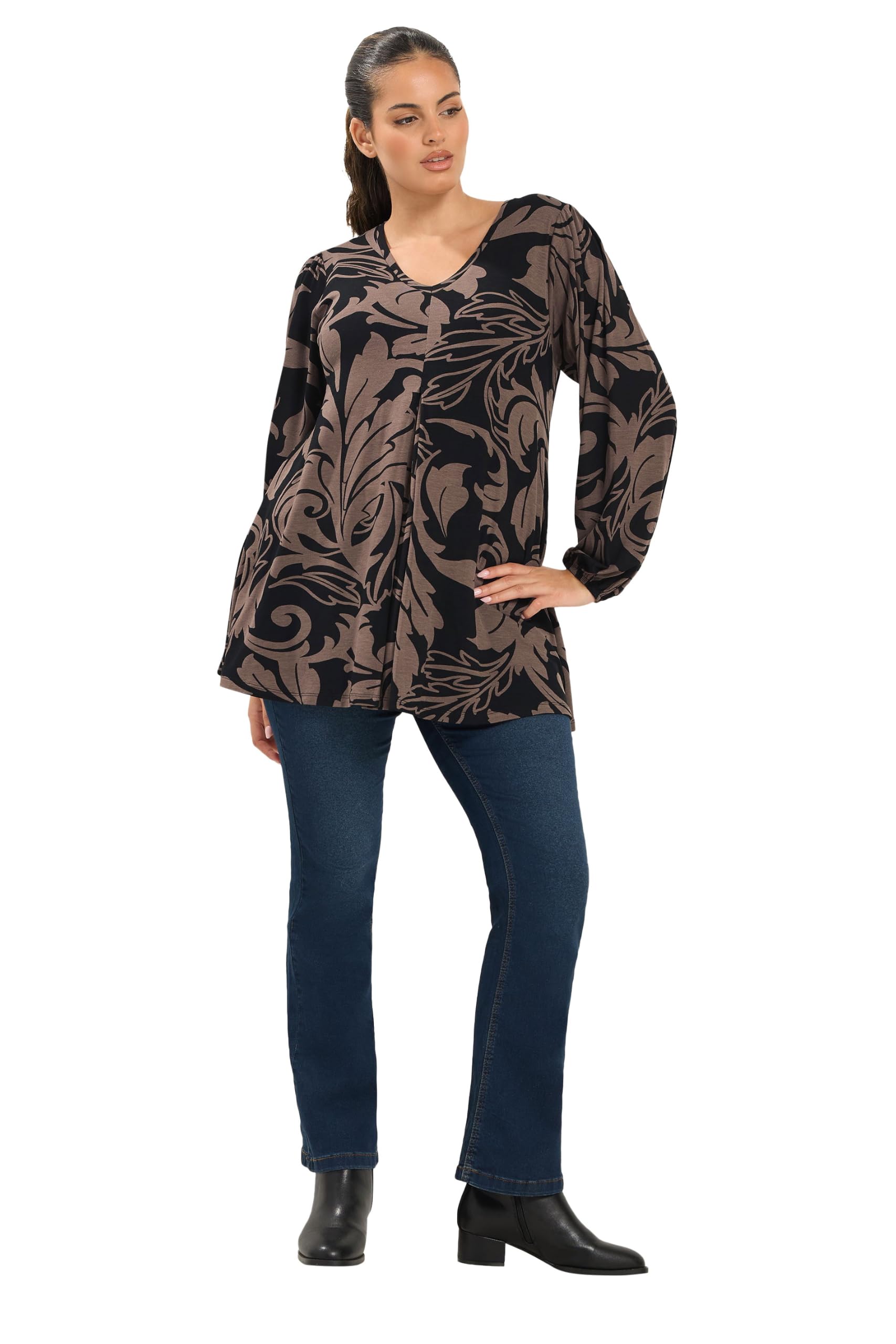 Yours Curve Floral Pleat Front Top - Women's - Plus Size Curve
