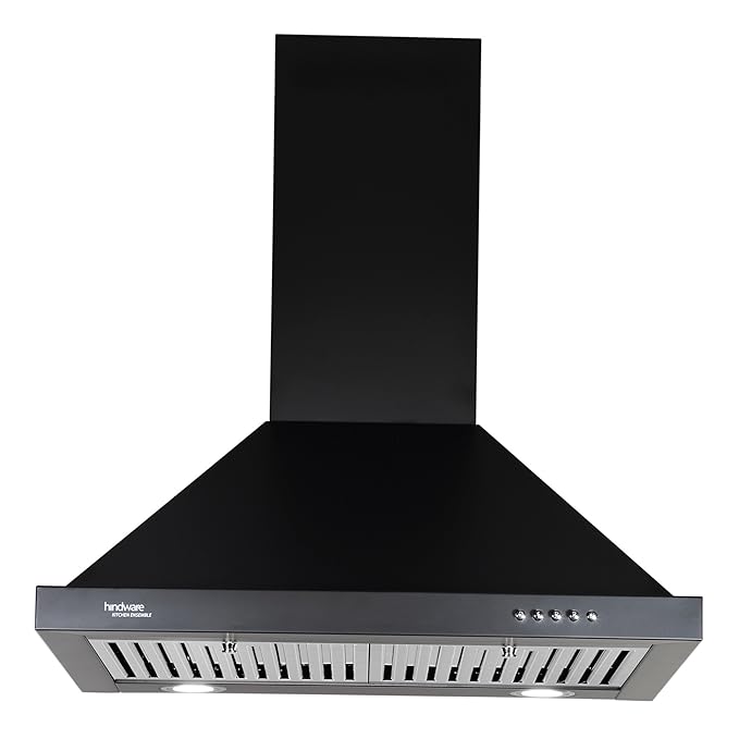 Hindware 60cm 1000 m3/hr Chimney (Blaze Black 60, 2 Baffle Filters, Black)