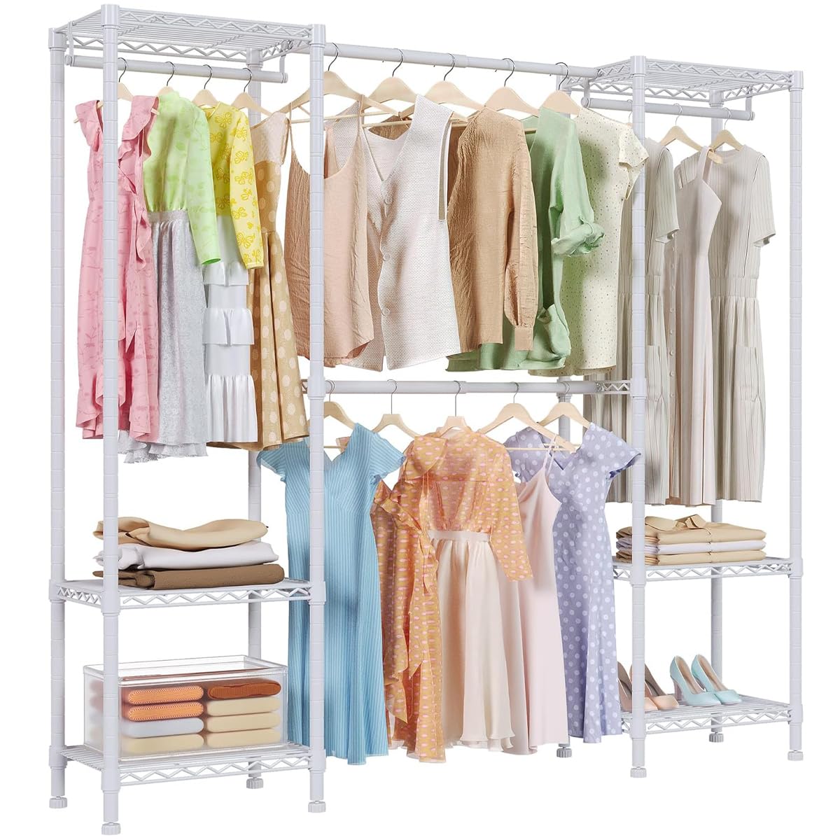 Amazon｜AZAKBL ハンガーラック 大容量 伸縮 幅148~188cm ワードローブ
