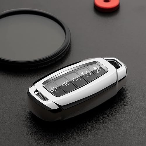 Miniatura 3 de Funda para llavero de automóvil compatible con funda para llave de Hyundai, protector plateado