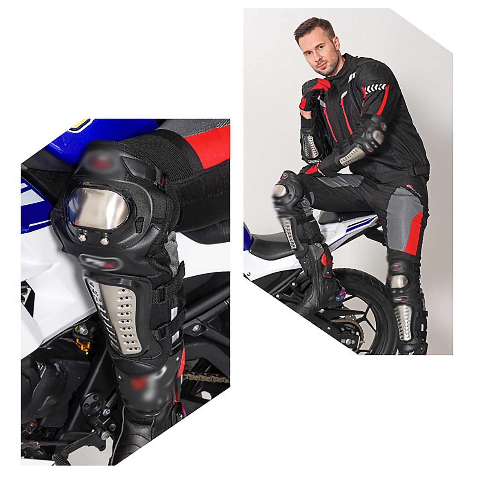 4 szt. Ochraniacze na kolana motocyklowe, dla dorosłych, motocrossowe, ochraniacze na łokcie, ochraniacze na golenie, wyścigi motocrossowe, zestaw ochraniaczy motocyklowych ze stali stopowej do jazdy