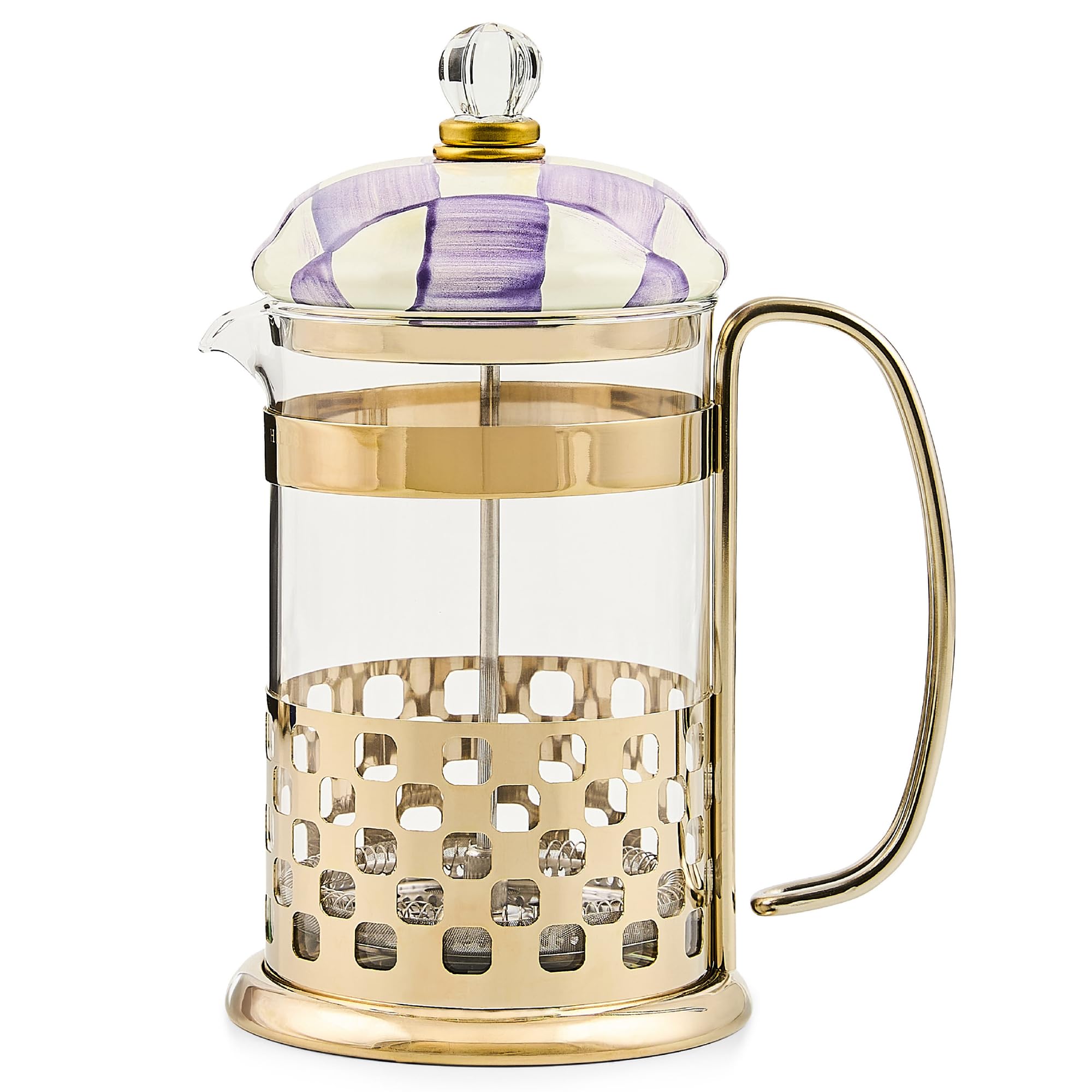 Amazon.com: MACKENZIE-CHILDS Coffee French Press, Purple-and-White