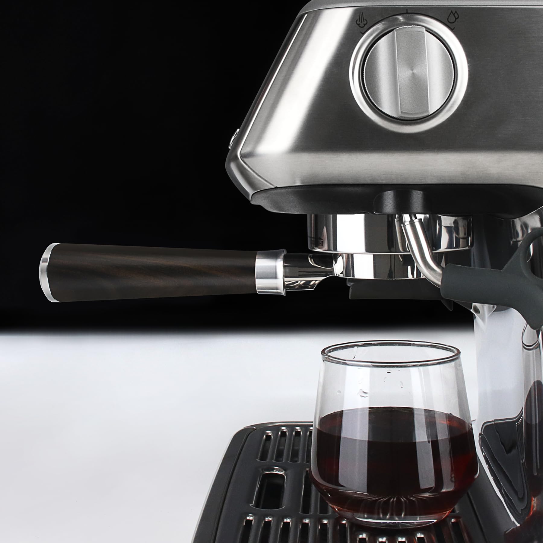 Portafiltro senza fondo da 54 mm per macchine Breville serie 8 | Cestello filtro incluso | Portafiltro da 54 mm con manico in legno massello adatto a Breville Barista Express