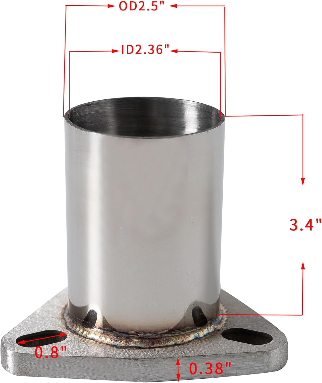 Universal Semi Direct Fit Exhaust Converter Pipe 2.5"OD 3-Bolt Flange Repair Kit，T304 Stainless Steel, exhaust flange repair,weld on exhaust flange