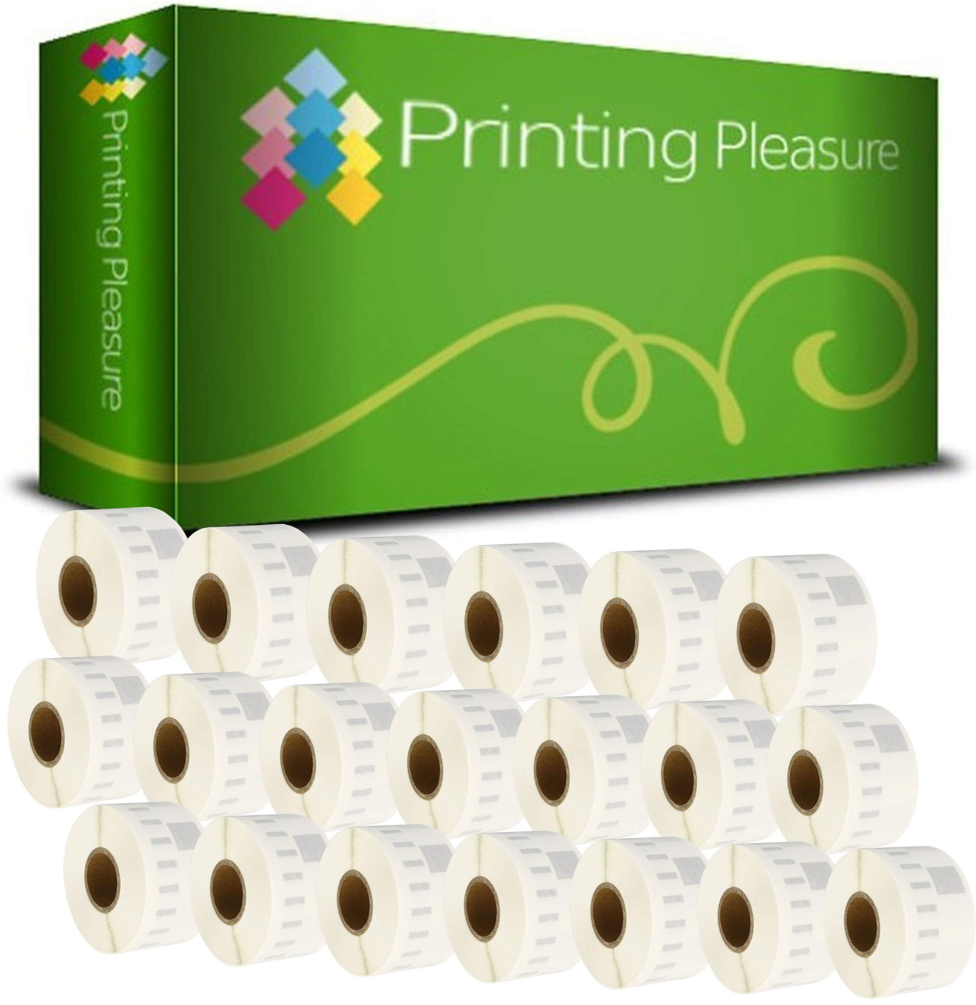 Printing Pleasure 20 x 99013 Compatible Clear Address Labels Rolls for LabelWriter & Seiko Label Printers | 36mm x 89mm | 260 Labels per Roll