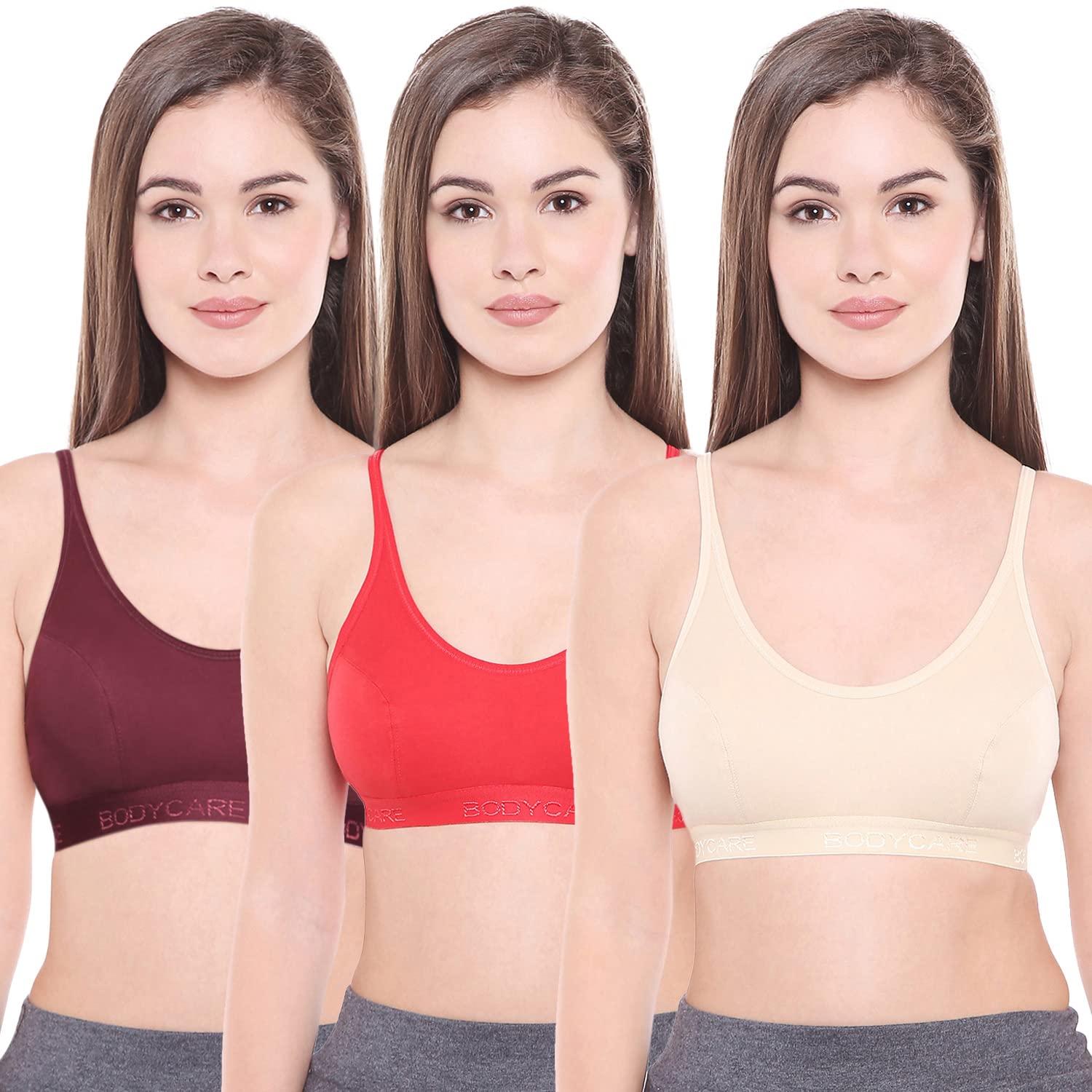 bodycare Pack of 3 Sports Bra in Maroon-Orange-Red Color - E1608MHPCRE-picture-10