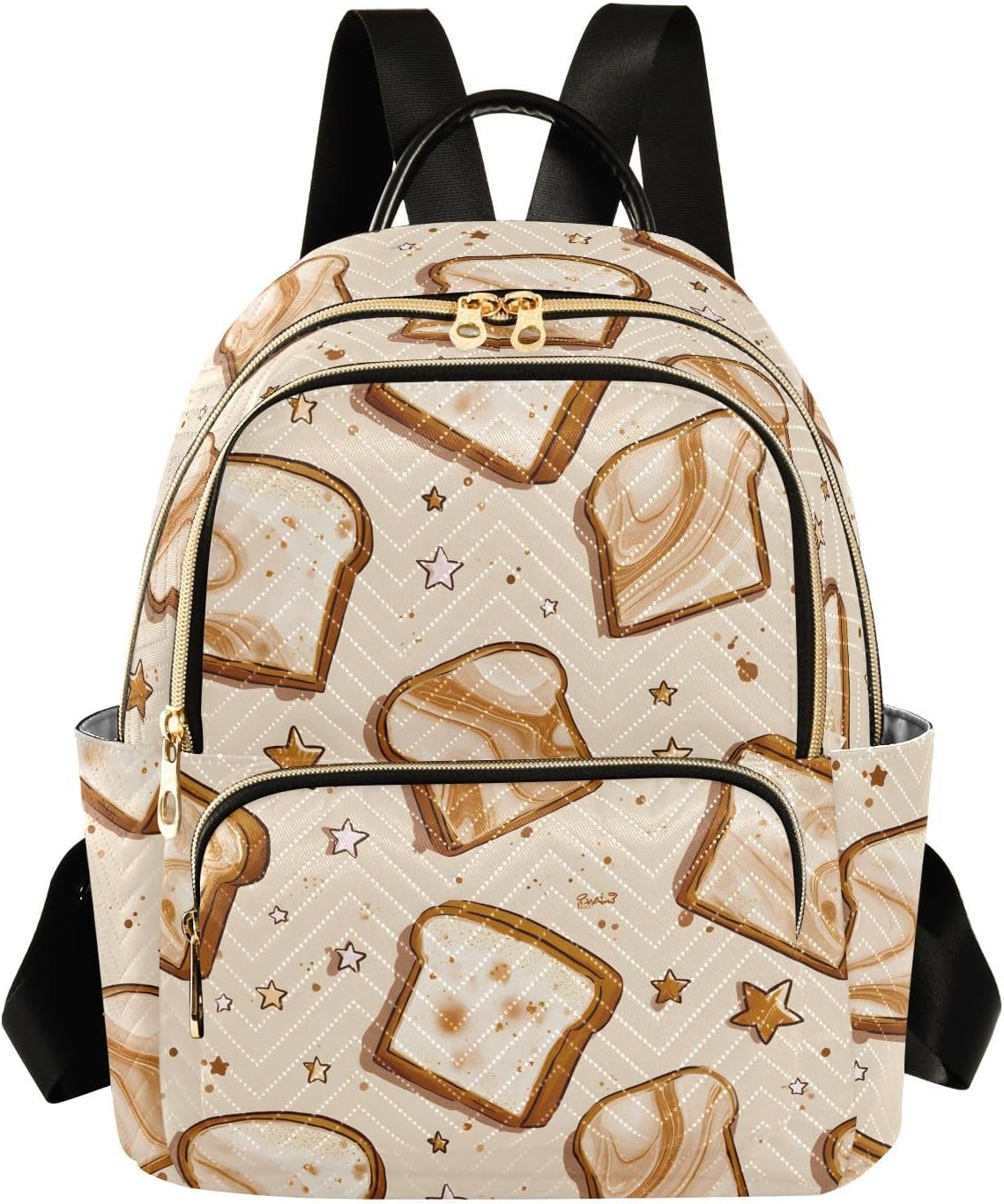 Bread Stars Cartoon Backpack Purse for Women Shoulder Bag Fashion Daypack Ladies Handbag Lightweight Travel Bag Rucksack