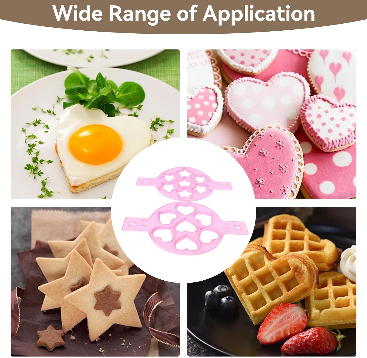Shaped Mini Pancake Maker Mold, 2PCS 7 Cavity Star/Heart Shape Silicone Omelette Maker Reusable Nonstick Fried Egg Mold Flip and Cook Pancake Maker