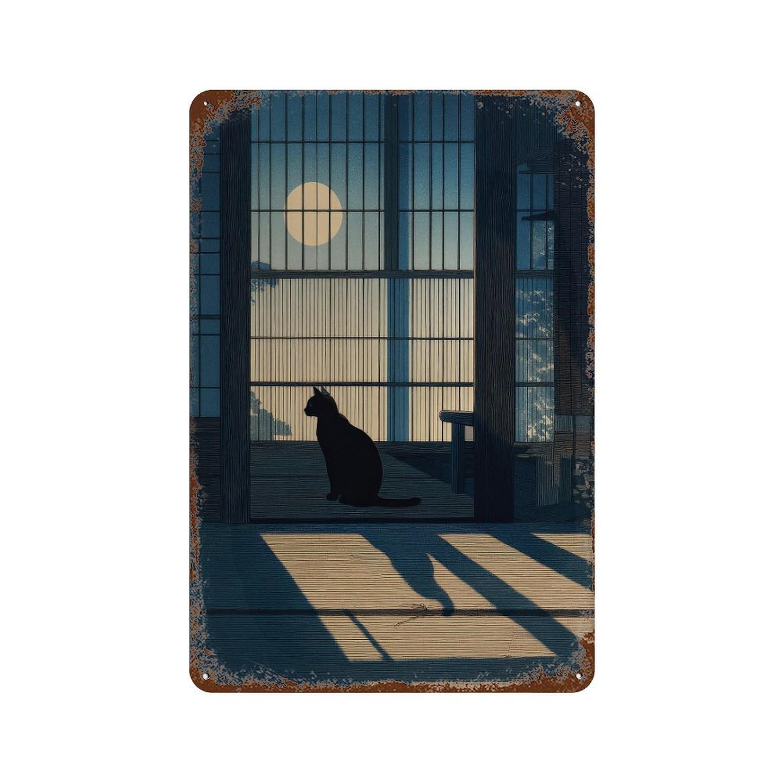 xiaoxiaoshen Cat Silhouette. Japanese Ukiyo1 Wall Decor Art Metal Tin Poster Modern Home Decor Art Home Bar Shop Decorations Vintage Sign 30x20cm