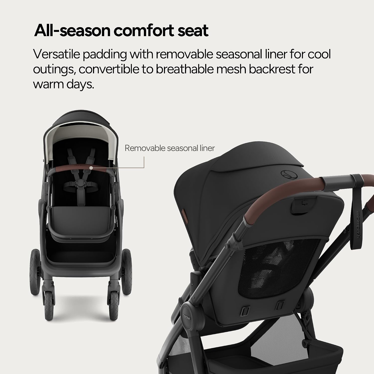 Mompush Ultimate 3 Bassinet Stroller with Car Seat Adapter, Premium Convertible Full-Size Stroller for Infant and Toddler with Reversible Seat, All-Terrain Stroller with All-Wheel Suspension