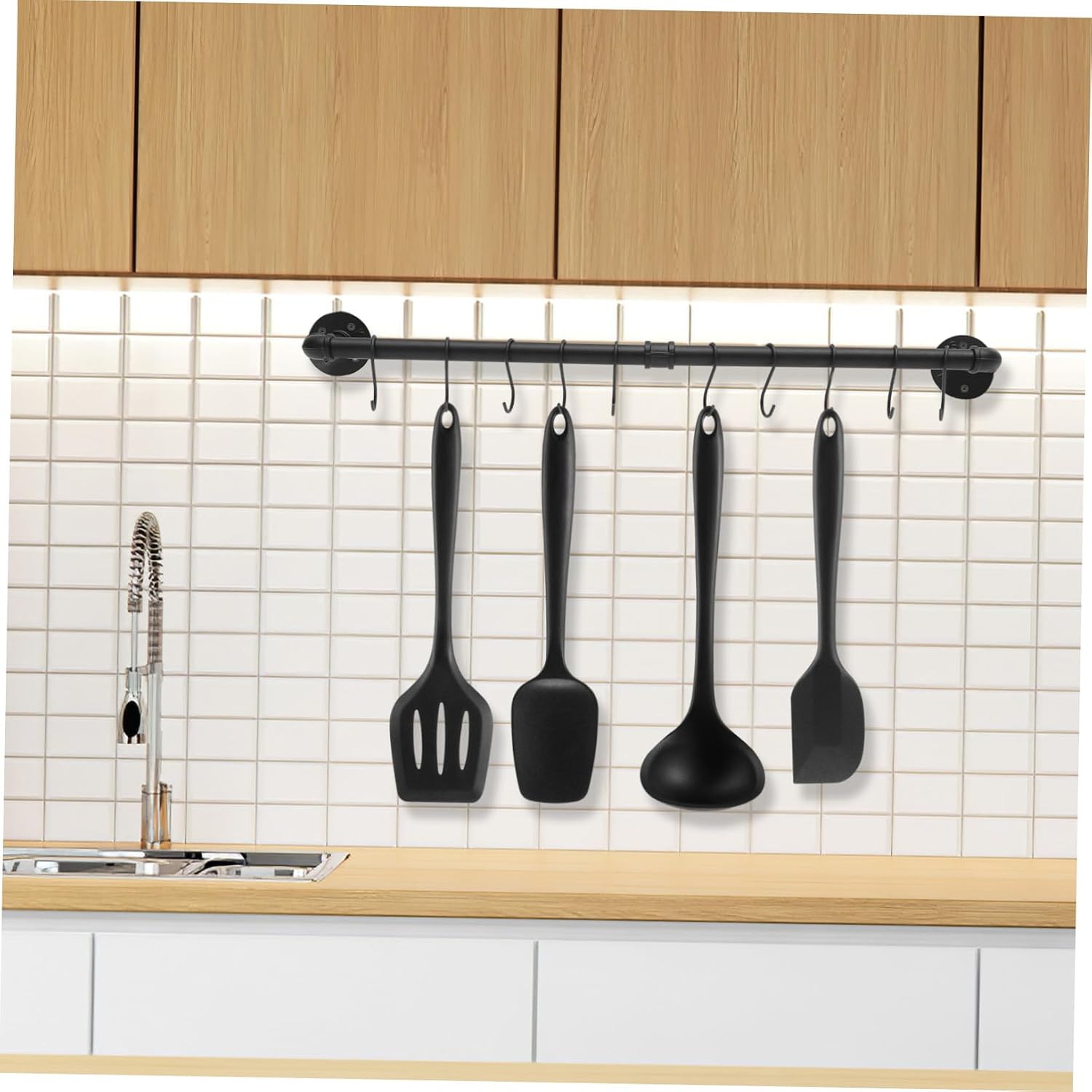 Angoily Wall Mounted Pot Pan Rack with Hooks 13x80cm Industrial Kitchen Utensil Hanging Rail Organizer for Cookware Storage and Kitchen Wall Hanging