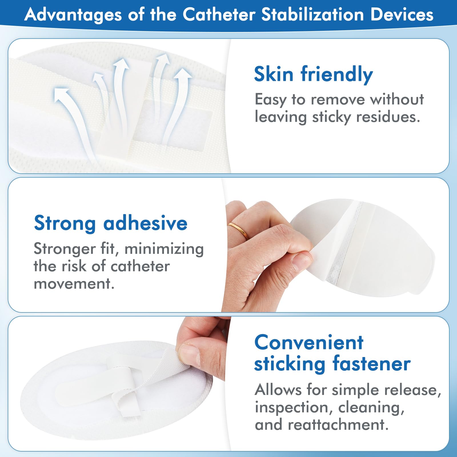 50 PCS Catheter Stabilization Devices, Catheter Urinary Leg Bag Legband Holder Legband Holder Sticker, Leg Band Urinary Stabilizer Adhesive Sticker Patch Accessories Foley Catheter Leg Anchor Bandages