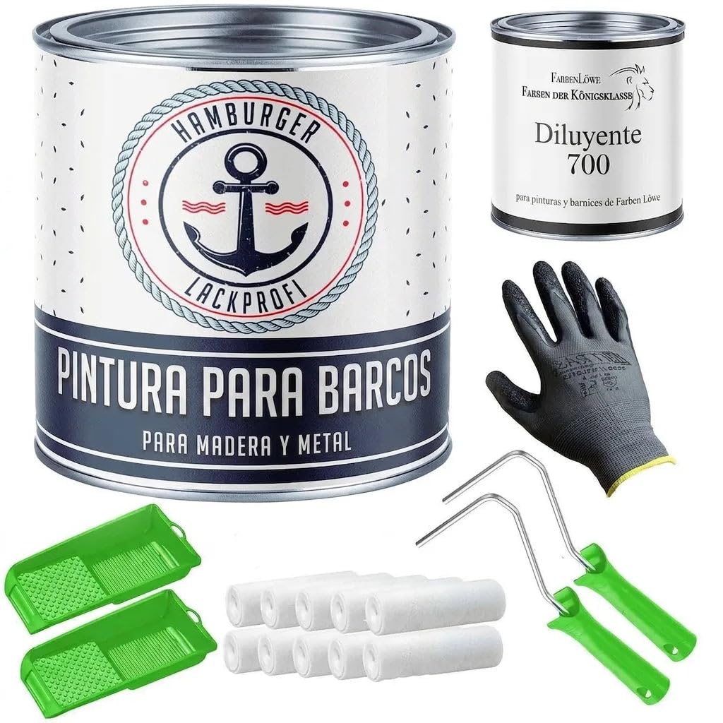 Barniz marino 2K brillante para madera y metal verde helecho RAL 6025 verde Para GFK/plástico/poliéster barniz de yate pintura náutica con kit (X300) y Diluyente (1 L) (10 L) Hamburger Lack-Profi