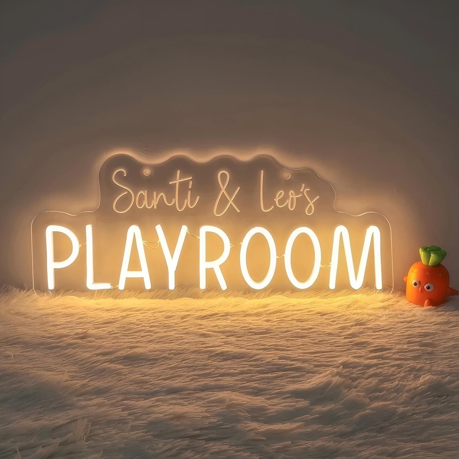 Playroom Neon Sign, Personalized Playroom Sign with Names neon sign, kid's neon sign, kid's room decor, Playroom Wall Decor, Nursery Wall Art, Let's Play Sign, Birthday Party Home Festival Party-Customized name engraving