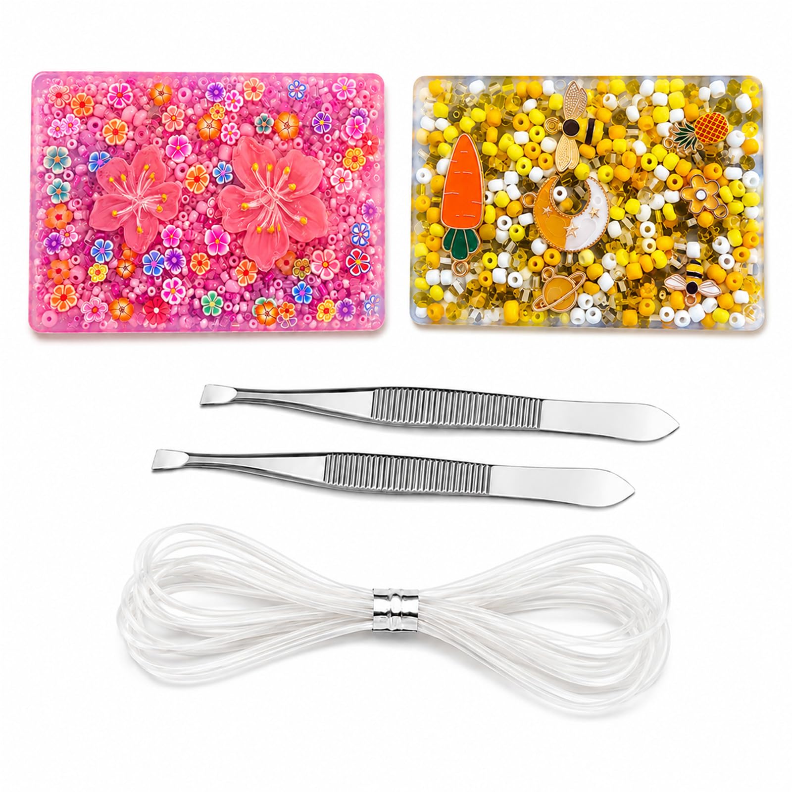 2 Pcs Picky Pad Sensory Kit with 2 Tweezers and 2 m Elastic String